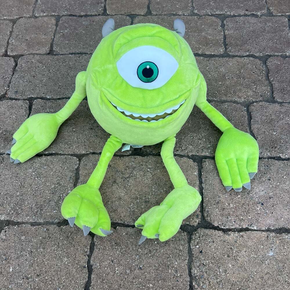 Y2K 2000s Disney Store Pixar Monsters Inc. Mike Wazowski Plush Stuffed Toy 16”